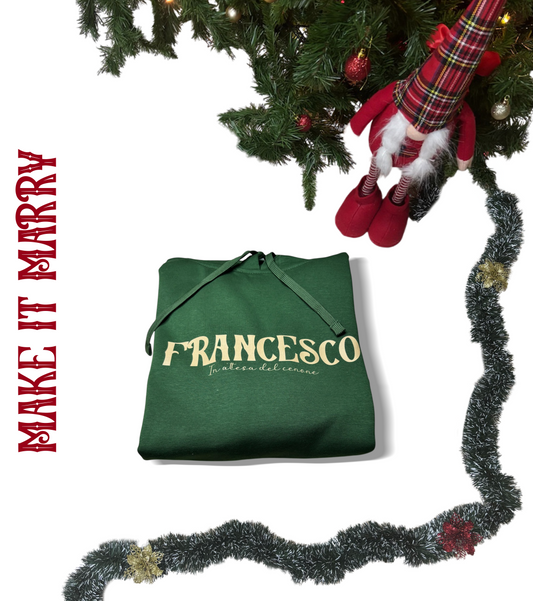 FELPA VERDE CON IL TUO NOME IN VERSIONE NATALIZIA